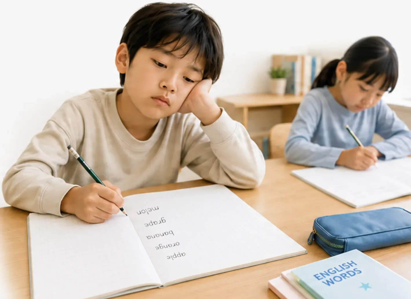 何度も書いているのに、単語が残らない。イメージ